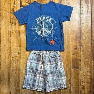 KHQ Outfit size 3T Short Sleeve Shirt Shorts Plaid Cotton Spring Summer